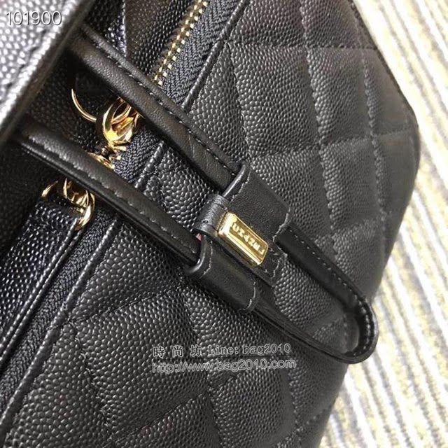 Chanel女包 香奈兒專櫃最新款女士後背包 Chanel黑色球紋雙肩背包 A93748  djc4323